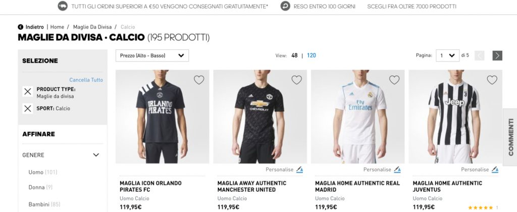 dove comprare maglie calcio online