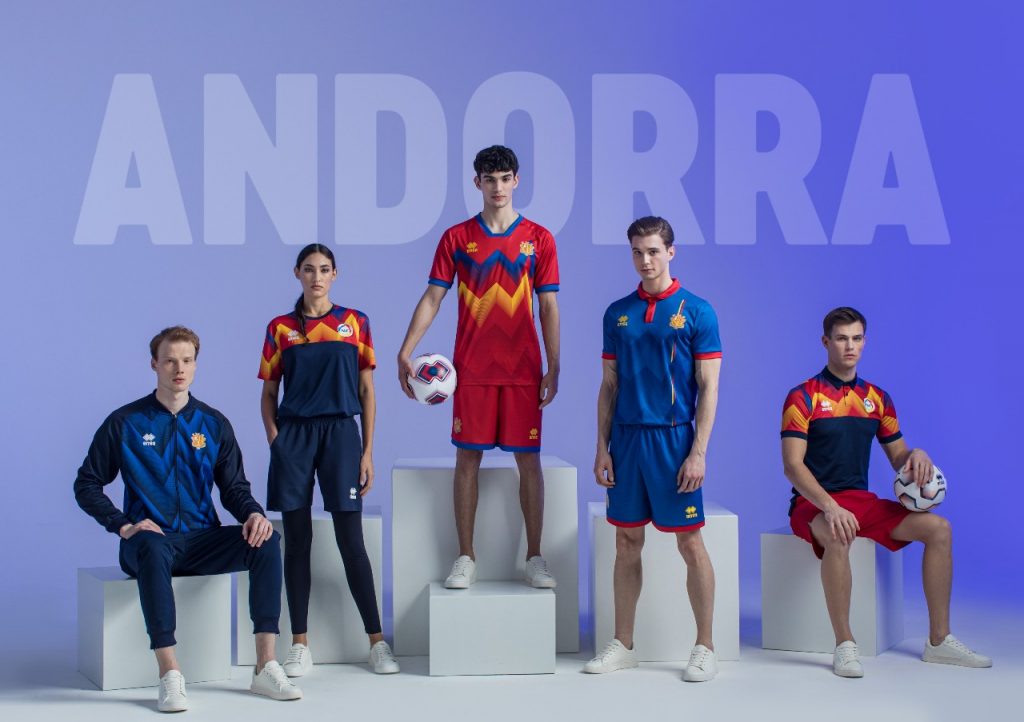 Divise e abbigliamento di Andorra prodotte da Erreà per il Kit Assistance Scheme 2022-24 